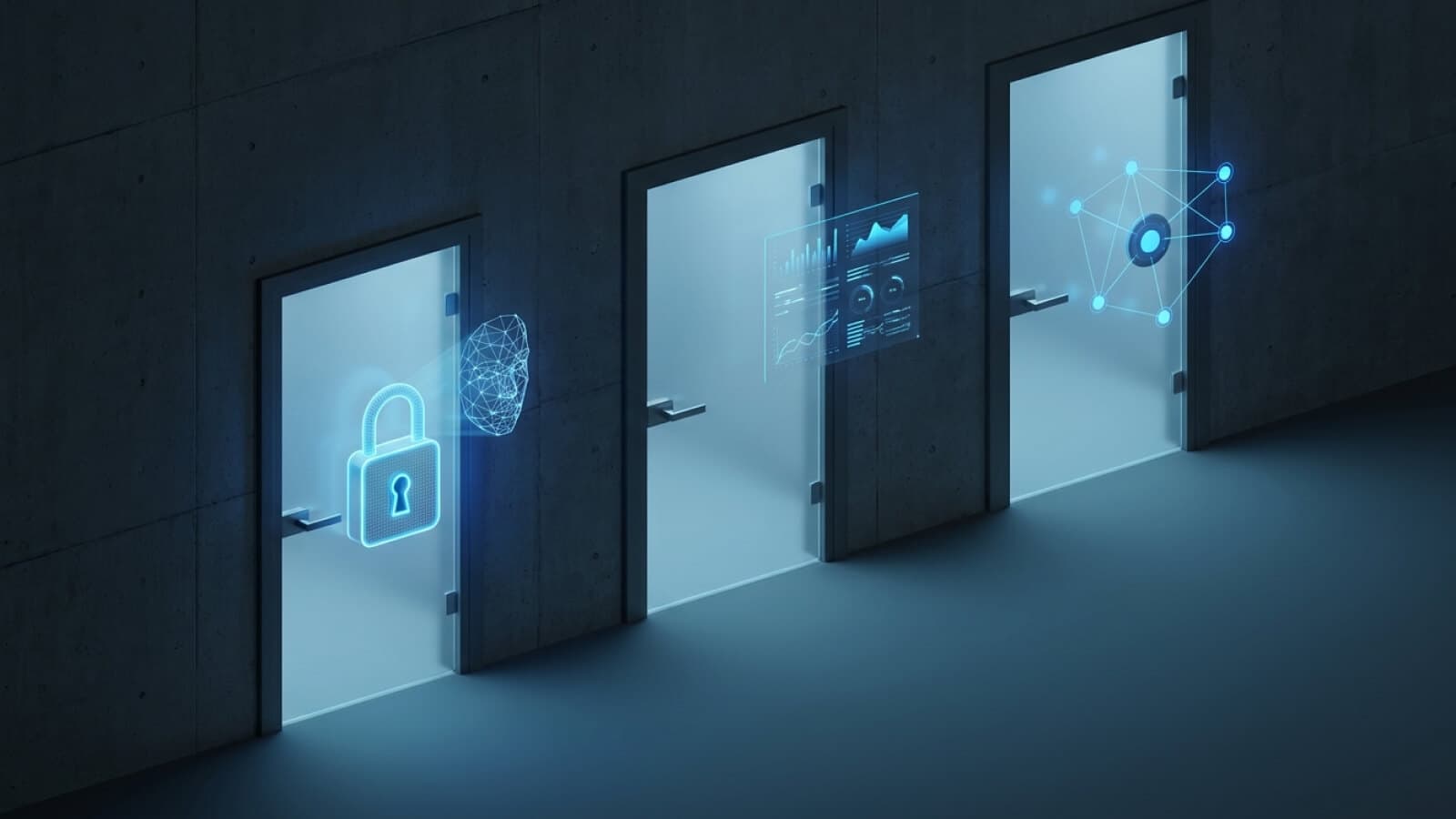 Três portas iguais com trancas diferentes: biometria facial, análise de dados e detecção de rede